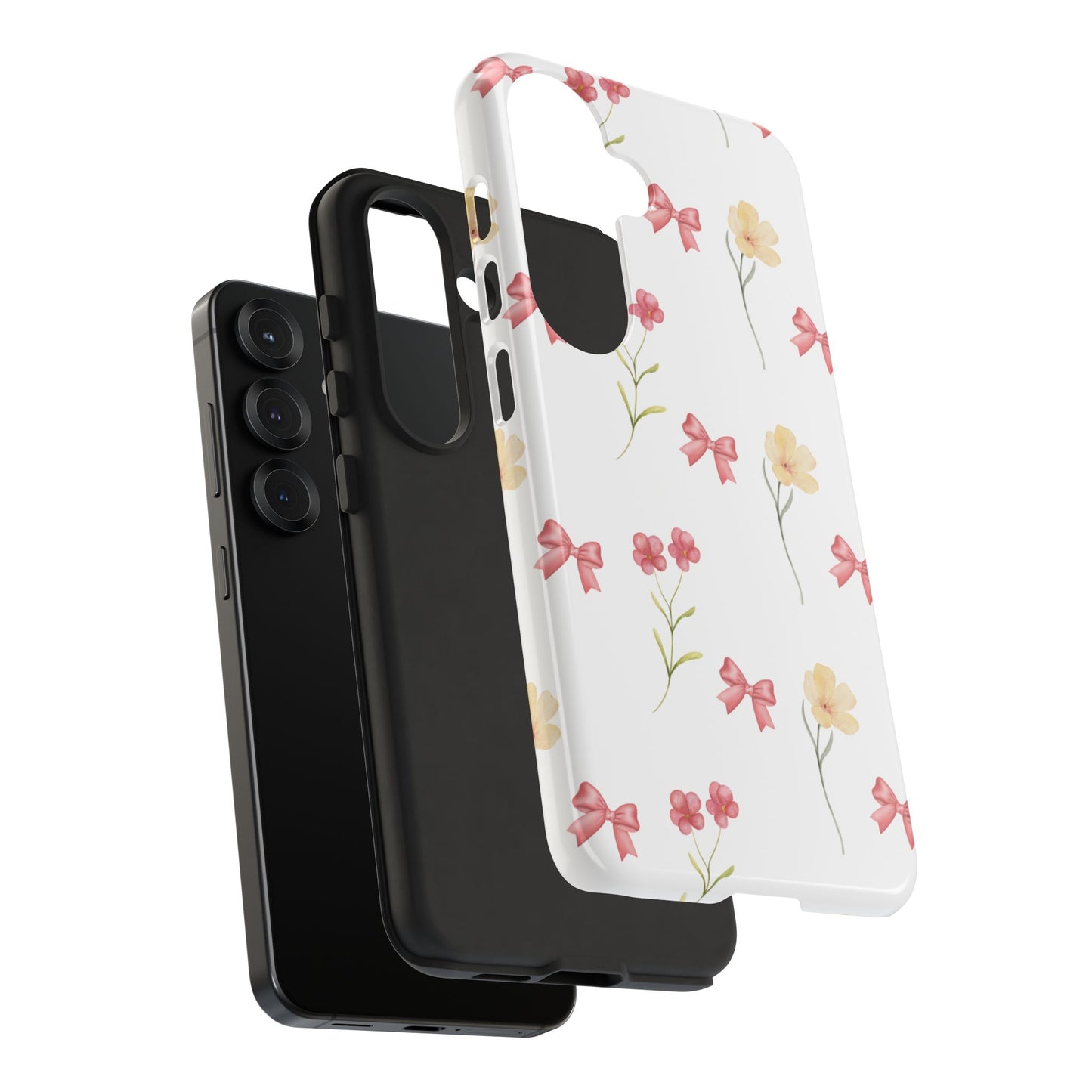 Aesthetic Floral Phone Case, Wild Flower Phone Case, Samsung Galaxy S24 S23 Ultra, Bow Phone Case, Gifts For Her