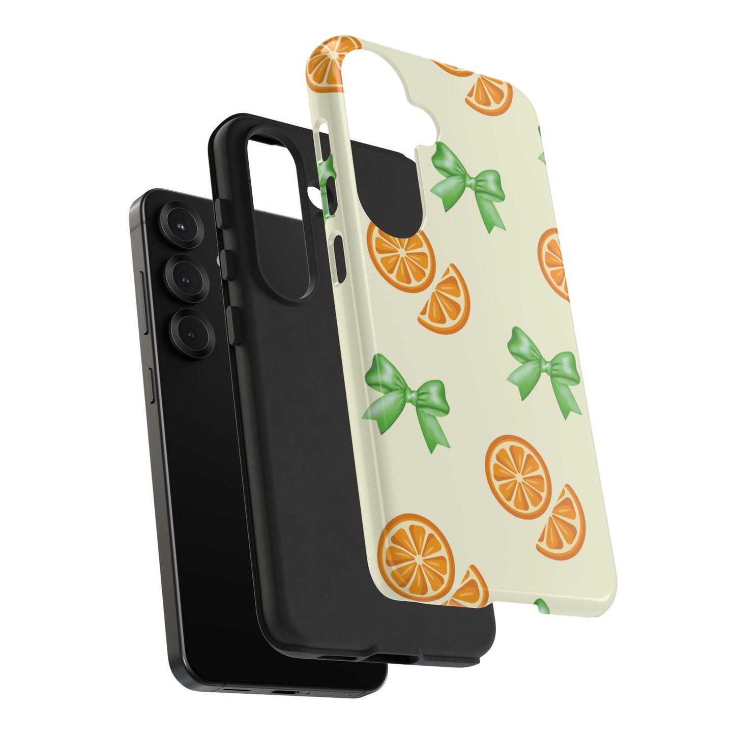 Cute Phone Case, Aesthetic Phone Cover, Trendy Samsung Case, Citrus Pattern, Green Coquette Bows, Gift For Her