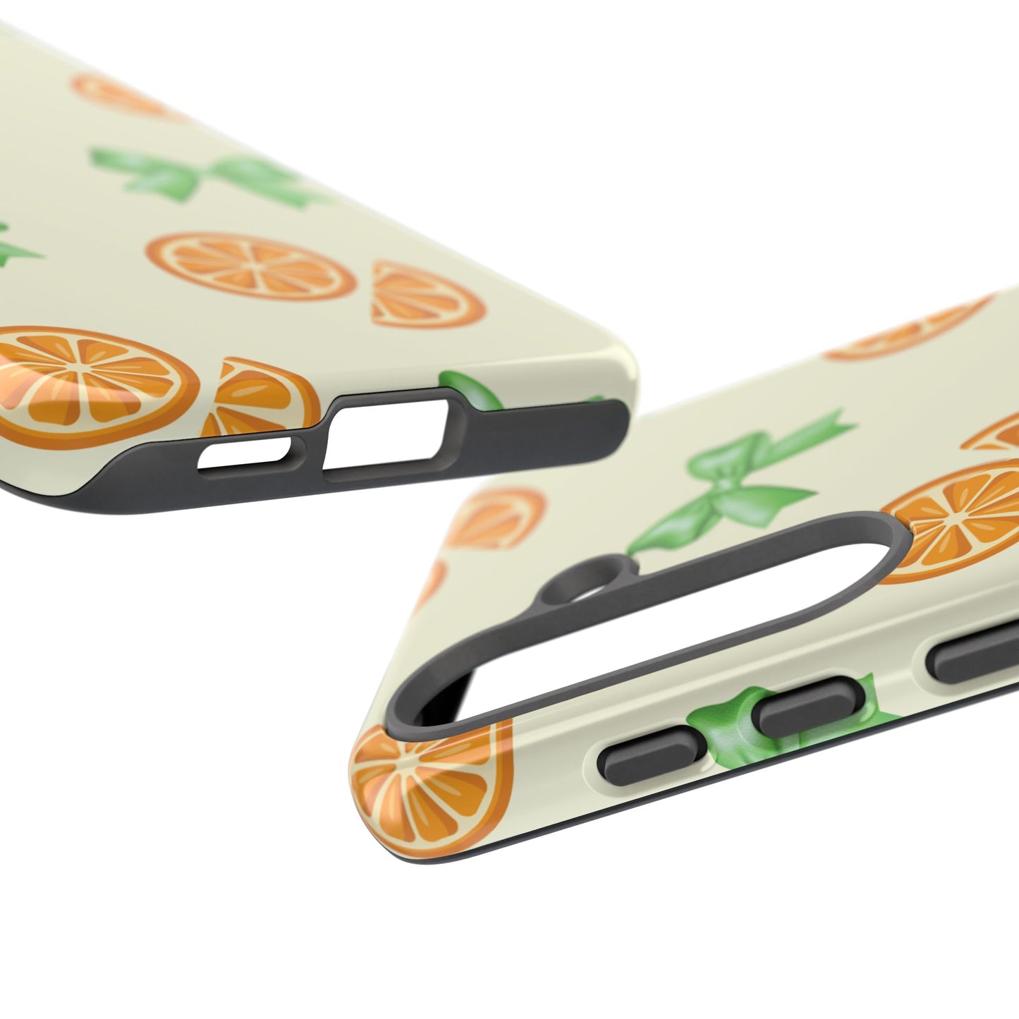 Cute Phone Case, Aesthetic Phone Cover, Trendy Samsung Case, Citrus Pattern, Green Coquette Bows, Gift For Her