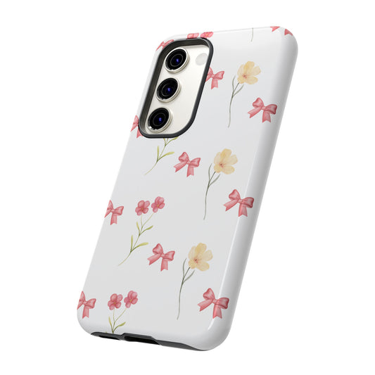 Aesthetic Floral Phone Case, Wild Flower Phone Case, Samsung Galaxy S24 S23 Ultra, Bow Phone Case, Gifts For Her
