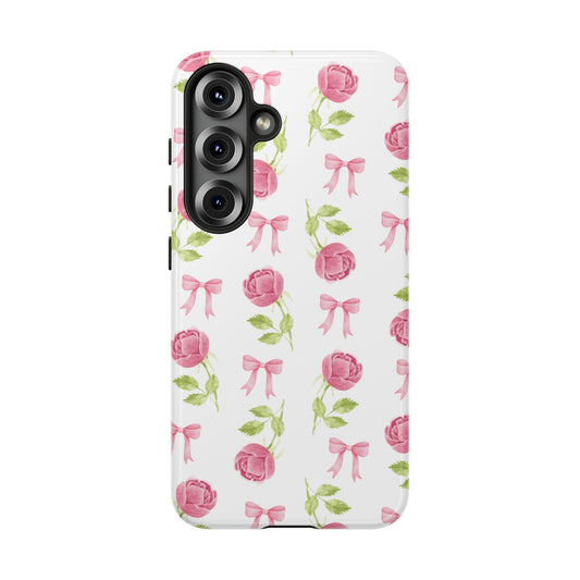 Floral Phone Case, Samsung Casing, Bow Coquette, Aesthetics Pink, Minimaliste Style, Gift For Her