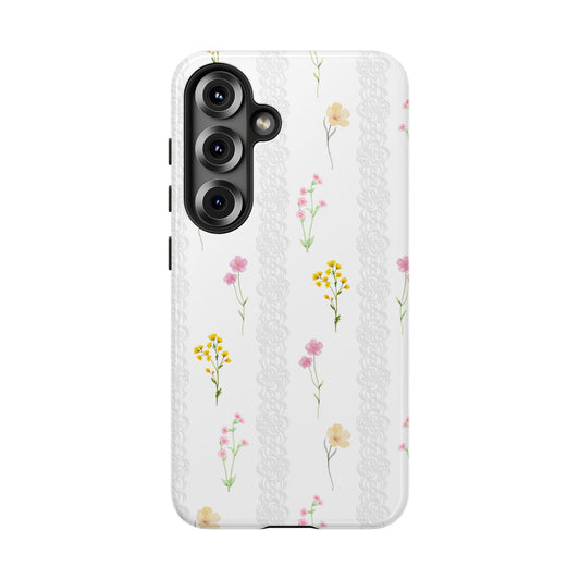 Aesthetic Wild Flower Phone Case, Coquette Aesthetics, Floral Pattern Cover, Minimaliste Style, Samsung Casing, S24 Cases