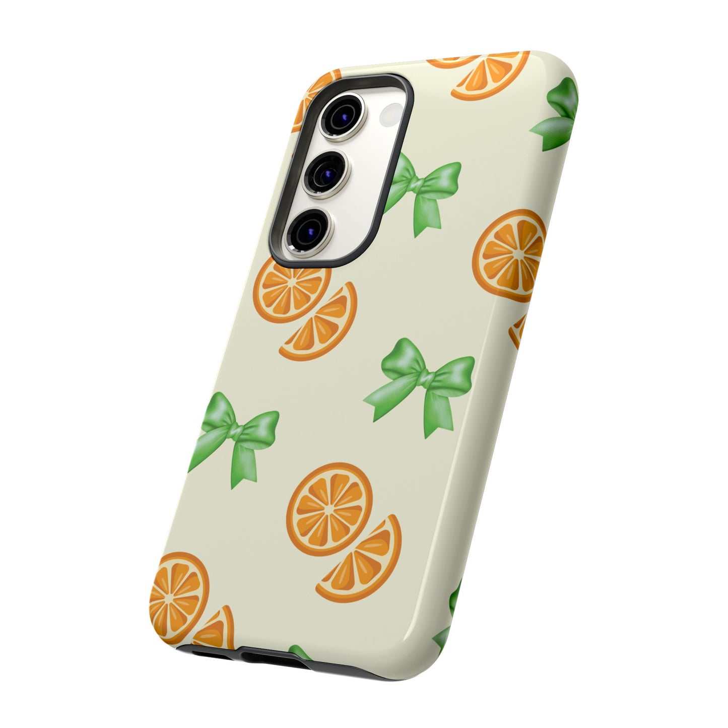 Cute Phone Case, Aesthetic Phone Cover, Trendy Samsung Case, Citrus Pattern, Green Coquette Bows, Gift For Her