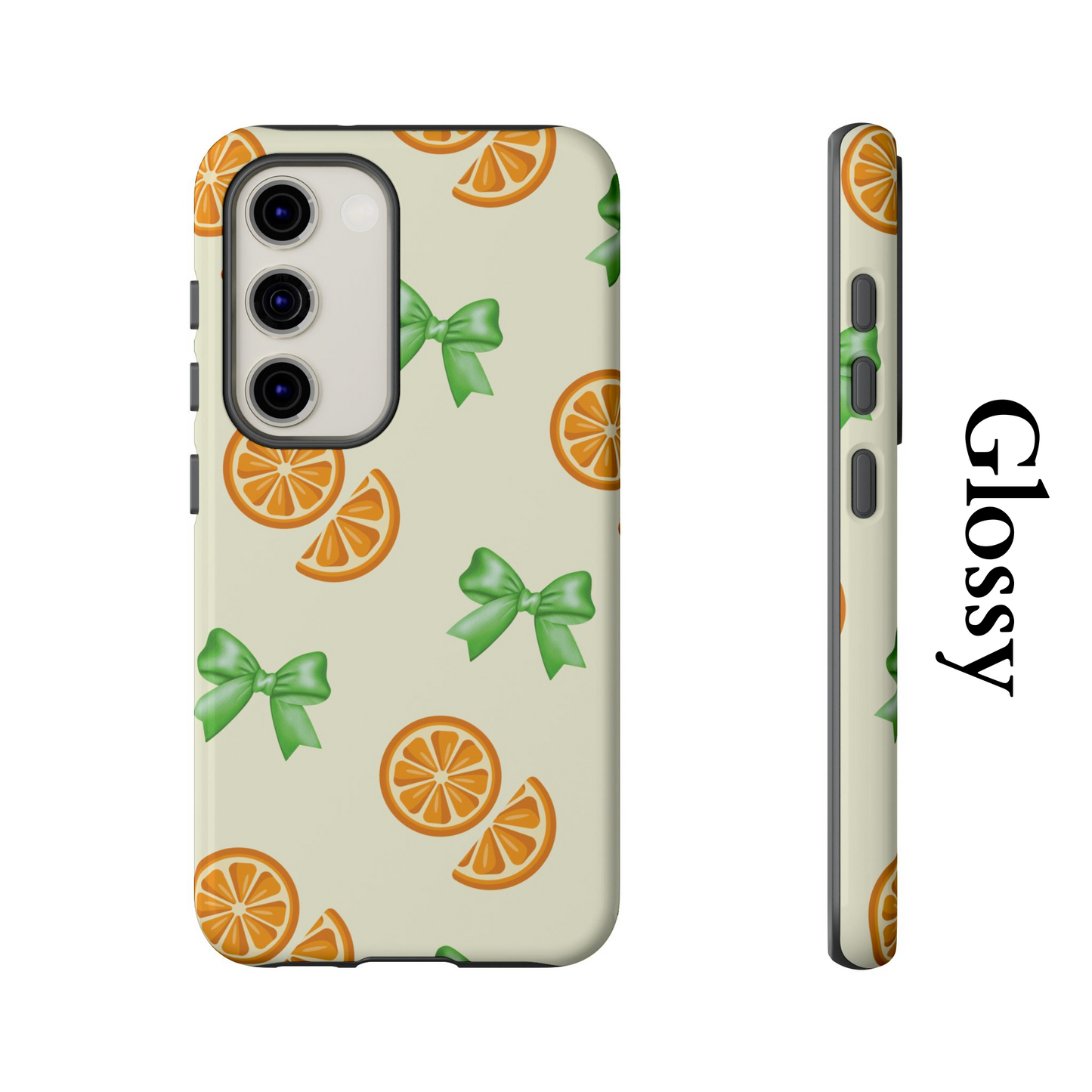 Cute Phone Case, Aesthetic Phone Cover, Trendy Samsung Case, Citrus Pattern, Green Coquette Bows, Gift For Her