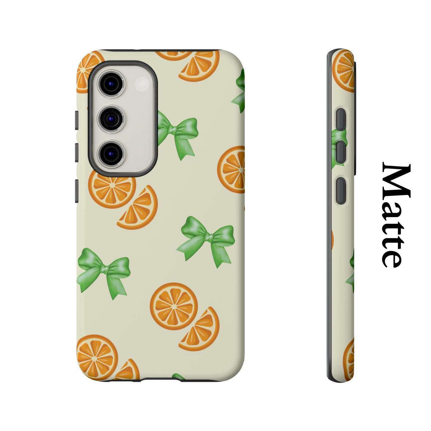 Cute Phone Case, Aesthetic Phone Cover, Trendy Samsung Case, Citrus Pattern, Green Coquette Bows, Gift For Her