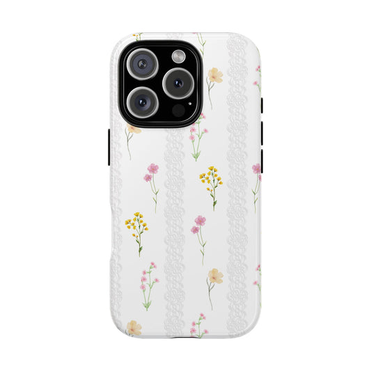 Aesthetic Wild Flower Phone Case, Floral Pattern Cover, iPhone 16 15 14 13 12 Pro Max, iPhone Case, Gift For Her
