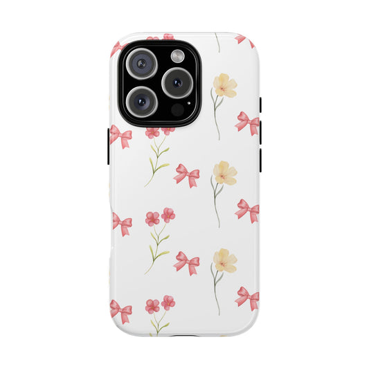 Aesthetic Floral Phone Case, Wild Flower Phone Cover, iPhone 16 15 14 13 12 Pro Max, Coquette Bow, iPhone Case, Gifts For Her
