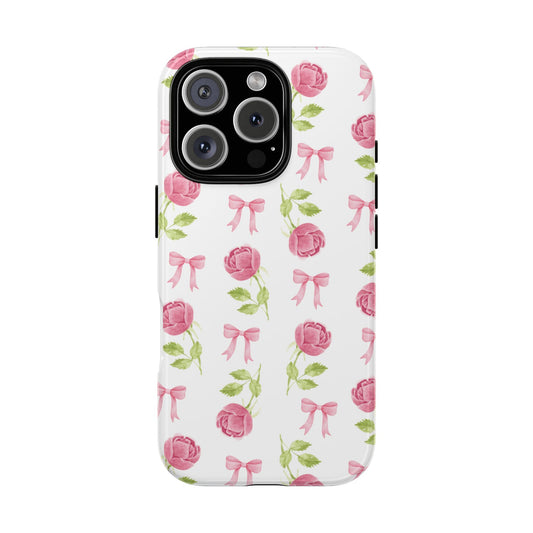 Floral Phone Case, Coquette Aesthetics, Cute iPhone Case, Romantic Gift, Cottagecore Style, iPhone 16 15 14 13 12 Pro Max