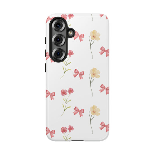 Aesthetic Floral Phone Case, Wild Flower Phone Cover, Samsung Galaxy S24 S23 Ultra, Coquette Bow, Gifts For Her